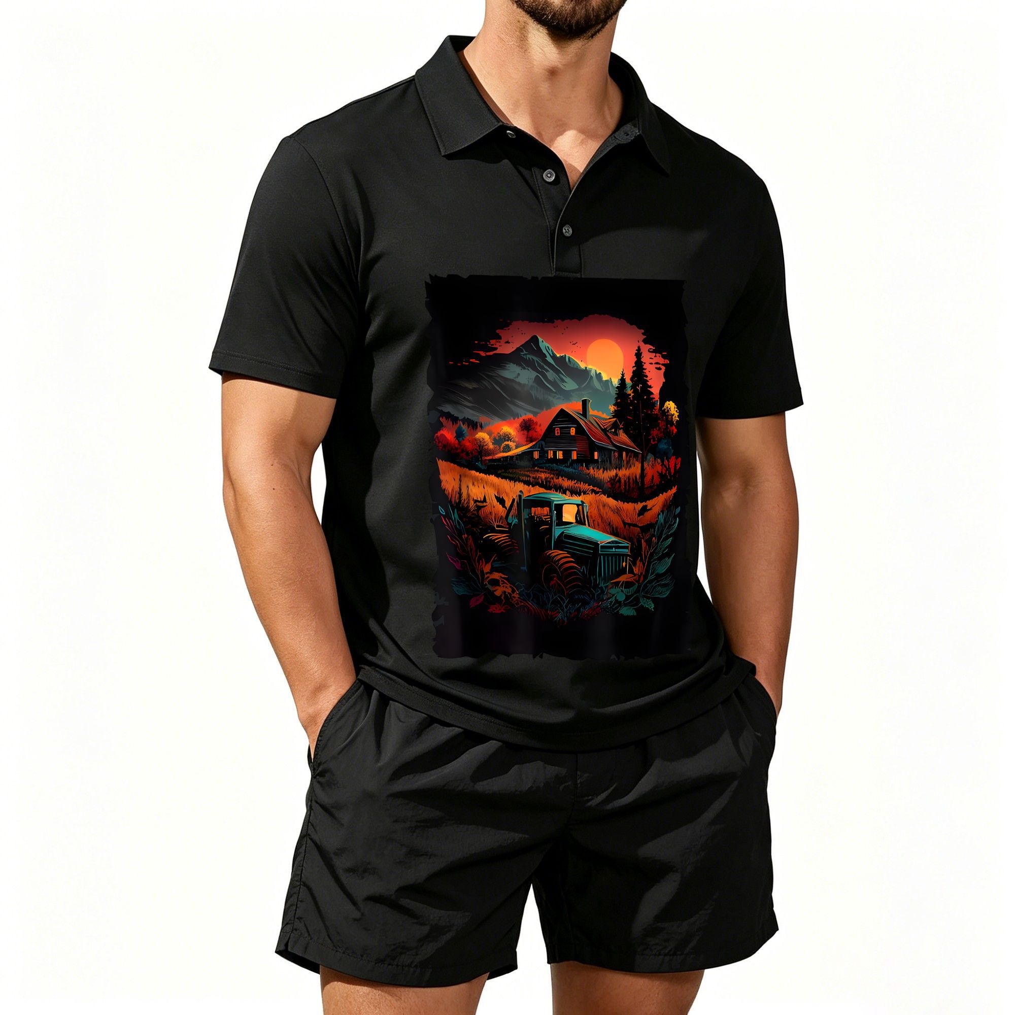 Farming & Agriculture Word Stacks - Ensemble polo et short de plage